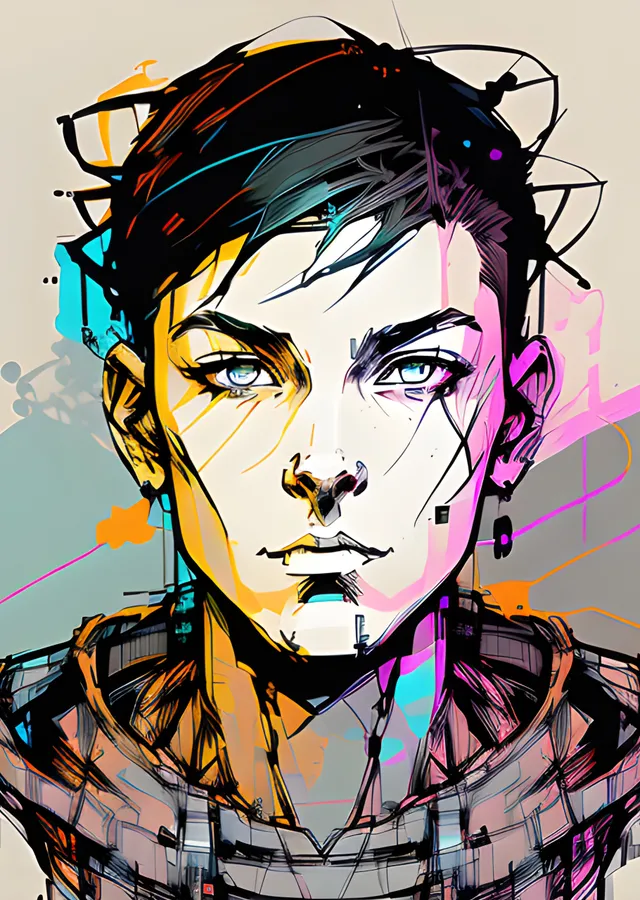 Cyberpunk Tarzında İllüstrasyon metal tablo