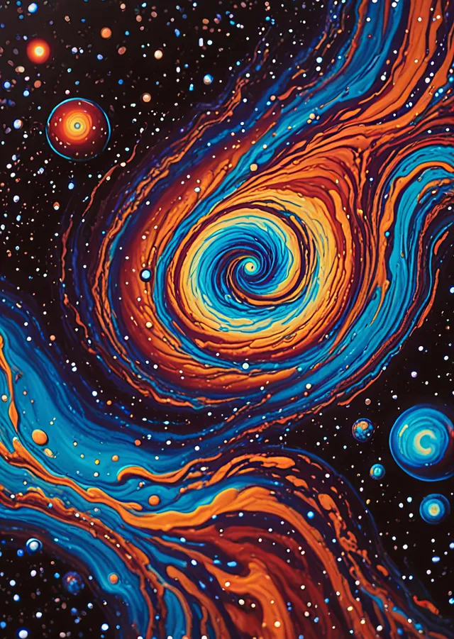 Gökteki Sarı-Mavi Spiral Galaksi metal tablo