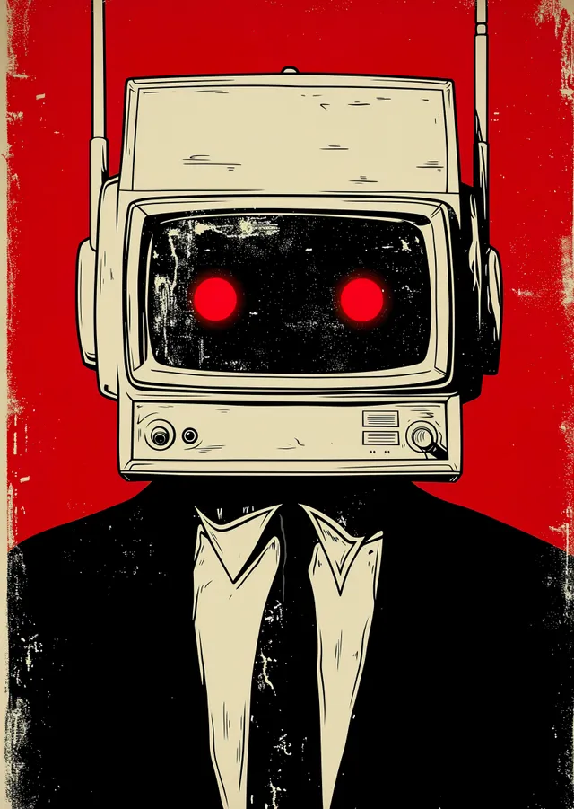Retro Televizyon Başlı Robot metal tablo