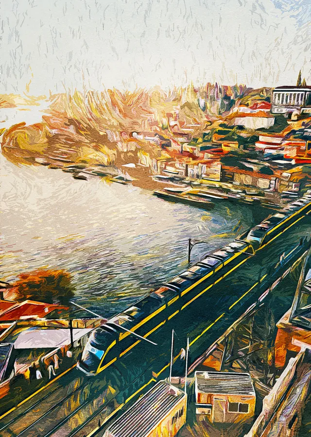 Kıyı Şehir Manzarası metal tablo