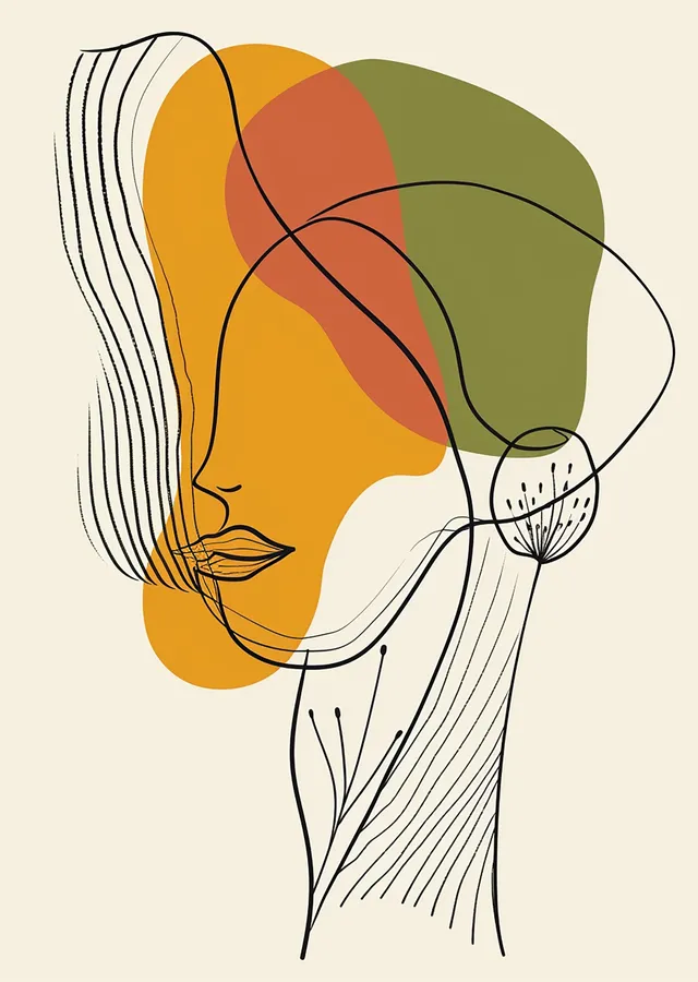 Soyut Kadın Portresi: Renk Blokları metal tablo