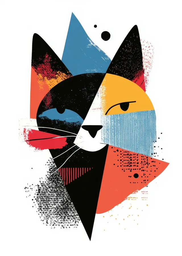Soyut Kedi İllüstrasyonu metal tablo