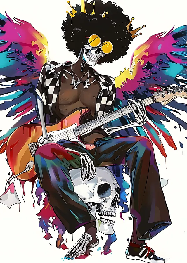 One Piece: Elektro Gitarlı Brook metal tablo