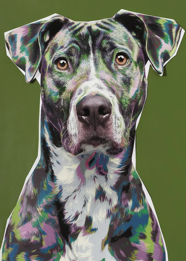 Sanat Eseri: Renkli Köpek Portresi metal tablo