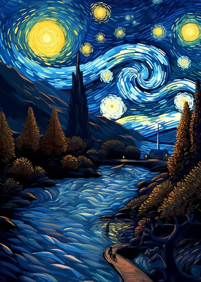 Mavi Yıldızlı Gece: Van Gogh'un İkonik Eseri metal tablo
