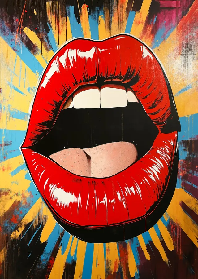 Pop Art Kırmızı Dudaklar metal tablo