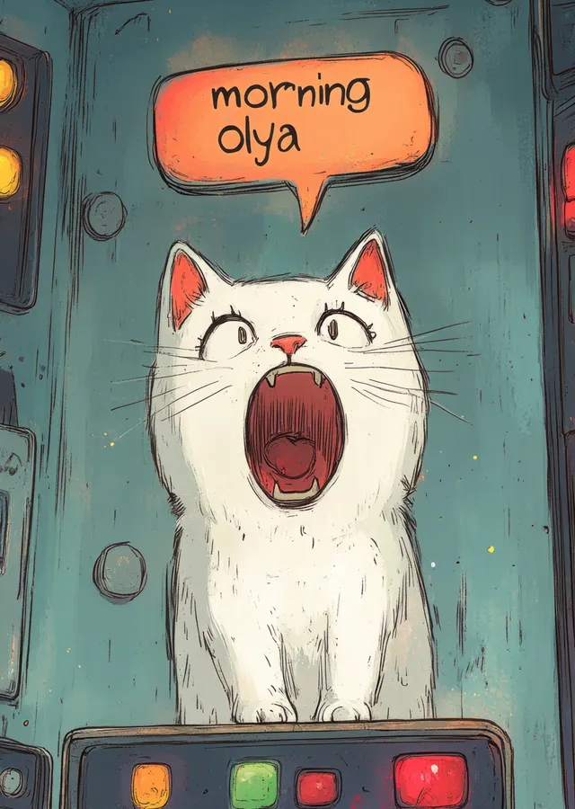 Bağıran Kedi: Günaydın metal tablo