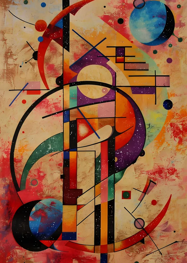 Soyut Sanat: Renkli Geometrik Kompozisyon metal tablo