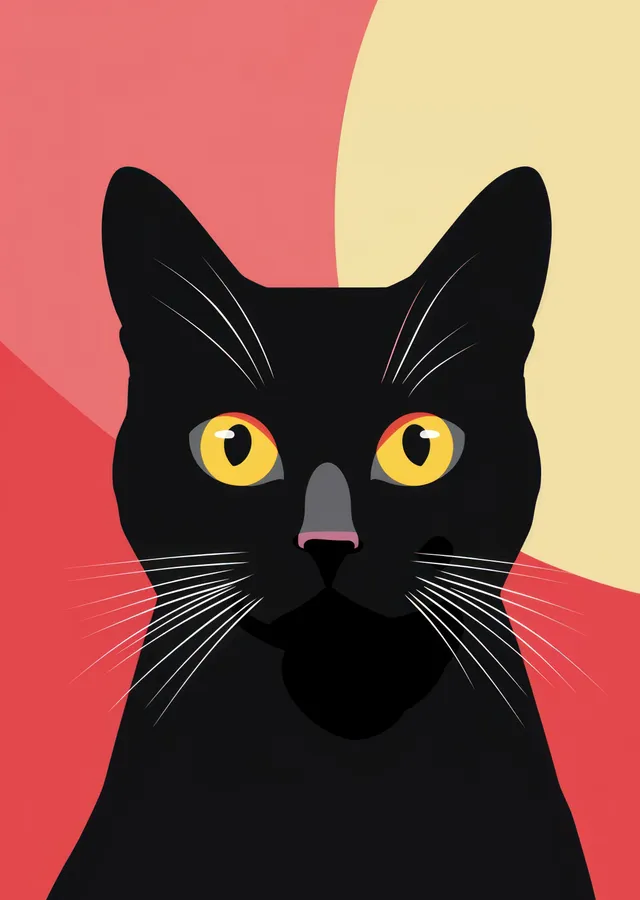 Siyah Kedi: Minimalist İllüstrasyon metal tablo