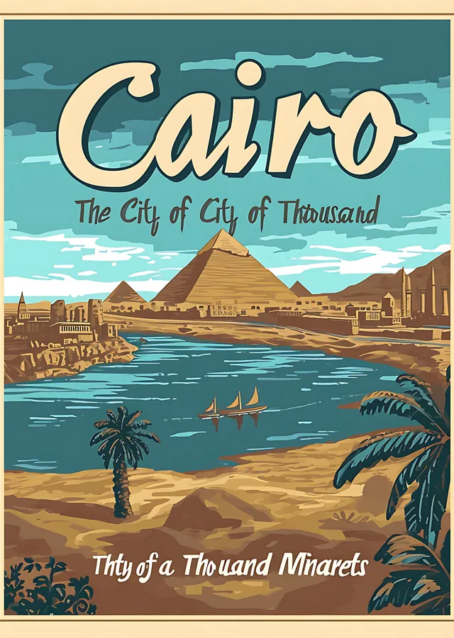 Cairo: Bin Minareli Şehir metal tablo