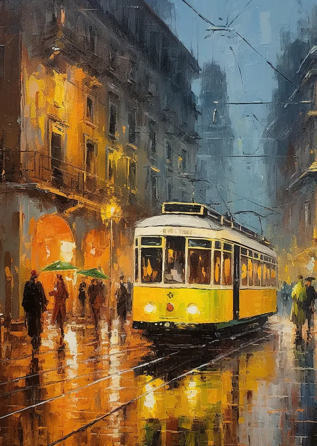 Sarı Tramvay metal tablo