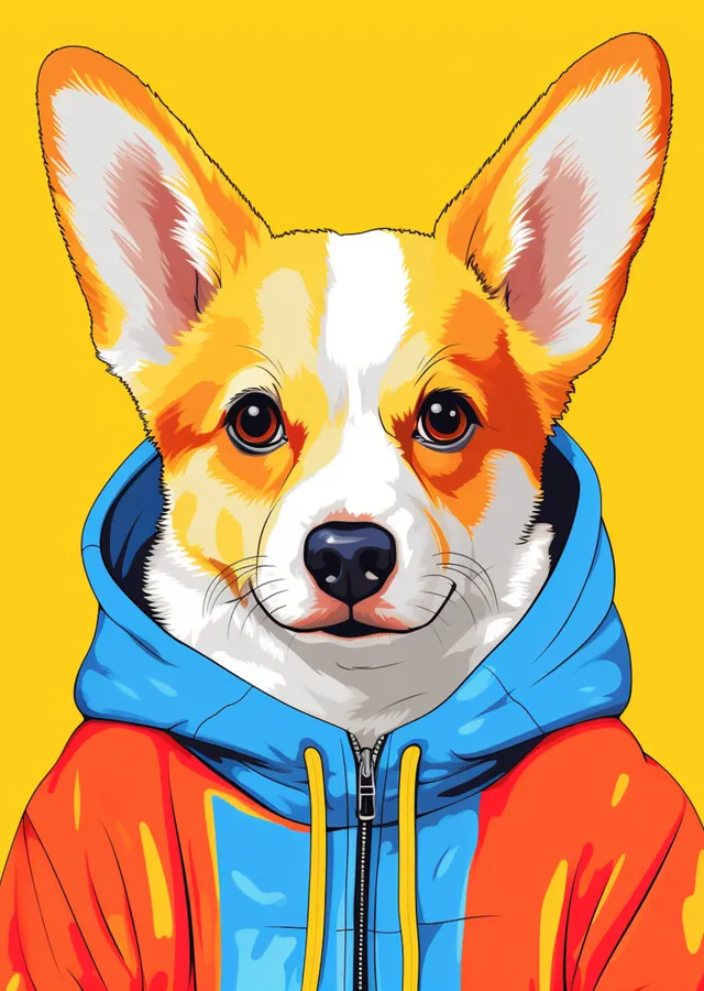 Corgi Portresi metal tablo