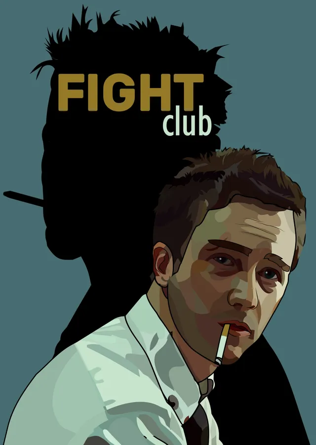 Fight Club - Dövüş Kulübü (Minimalist Poster) - Siyah metal tablo