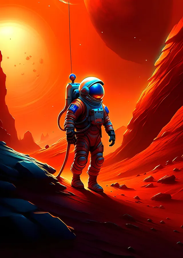 Kavgacı Astronot Mars'ta metal tablo