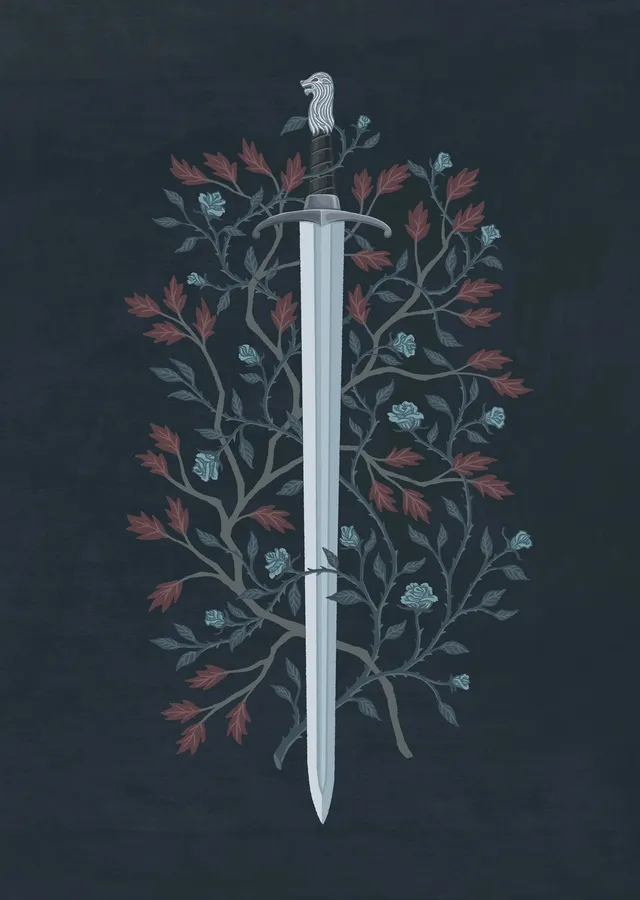 Kılıç ve Ağaç metal tablo