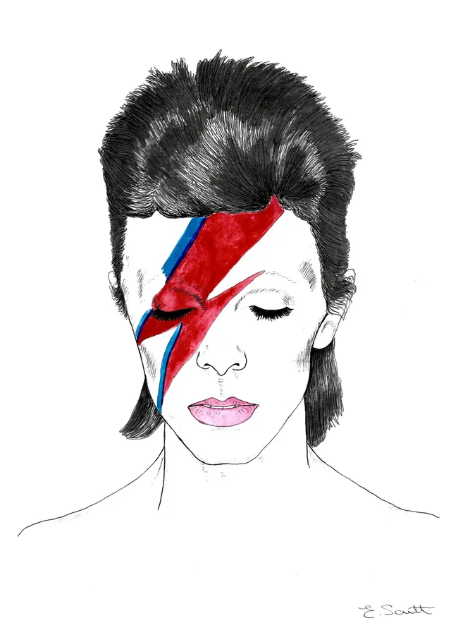 David Bowie: Ziggy Stardust İllüstrasyonu metal tablo
