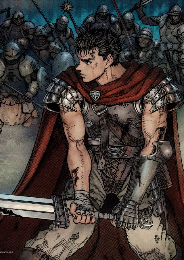 Berserk Kahramanı Guts - Kırmızı Pelerinli Savaşçı metal tablo