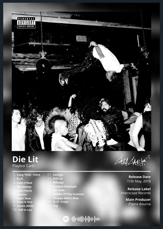 Playboi Carti - Die Lit metal tablo