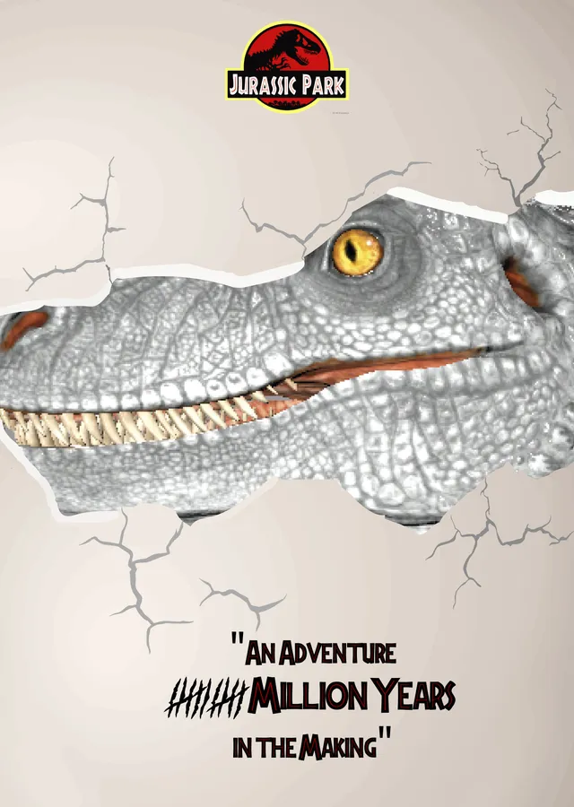 Jurassic Park - T-Rex Başlı Gri Çatlaklı metal tablo