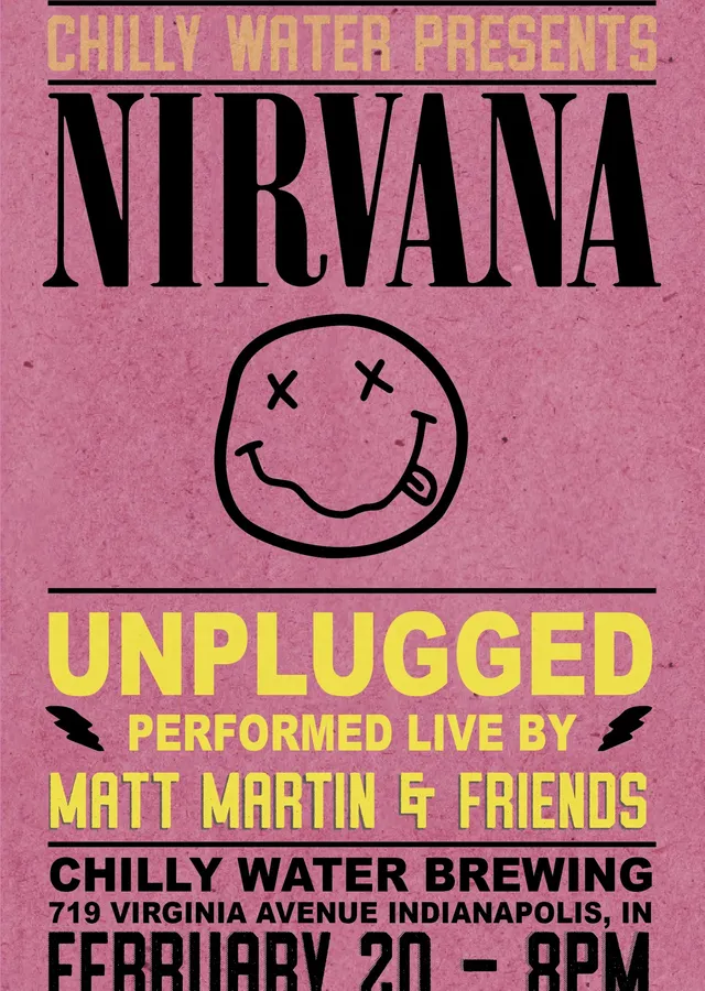 Pembe Fonlu Nirvana Unplugged metal tablo