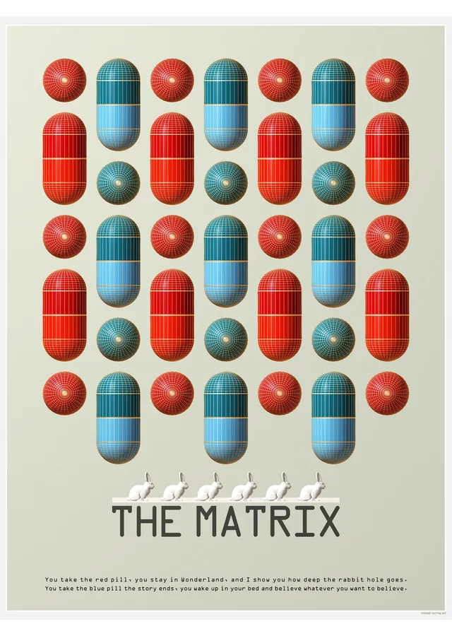 The Matrix - Kırmızı ve Mavi Hap metal tablo