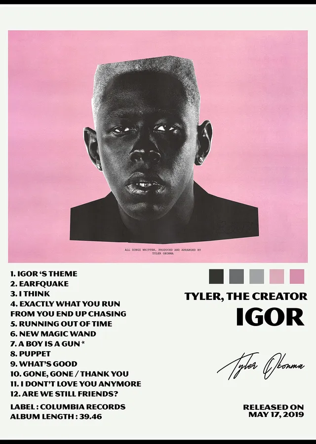 Tyler, The Creator - Igor (Pembe Arka Planlı Portre) metal tablo