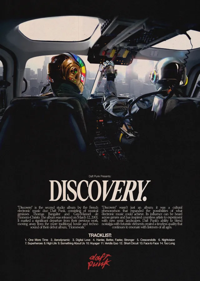 Daft Punk Discovery - Altın Helmeli Pilotlar metal tablo
