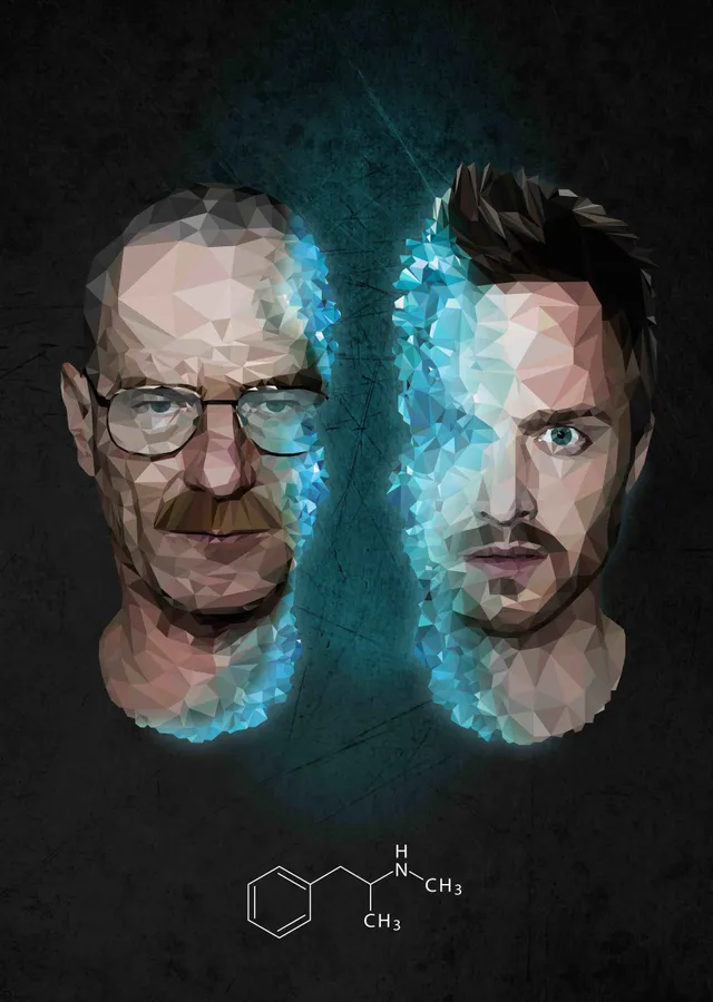 Breaking Bad - Mavi Efektli Geometrik Yüzler metal tablo