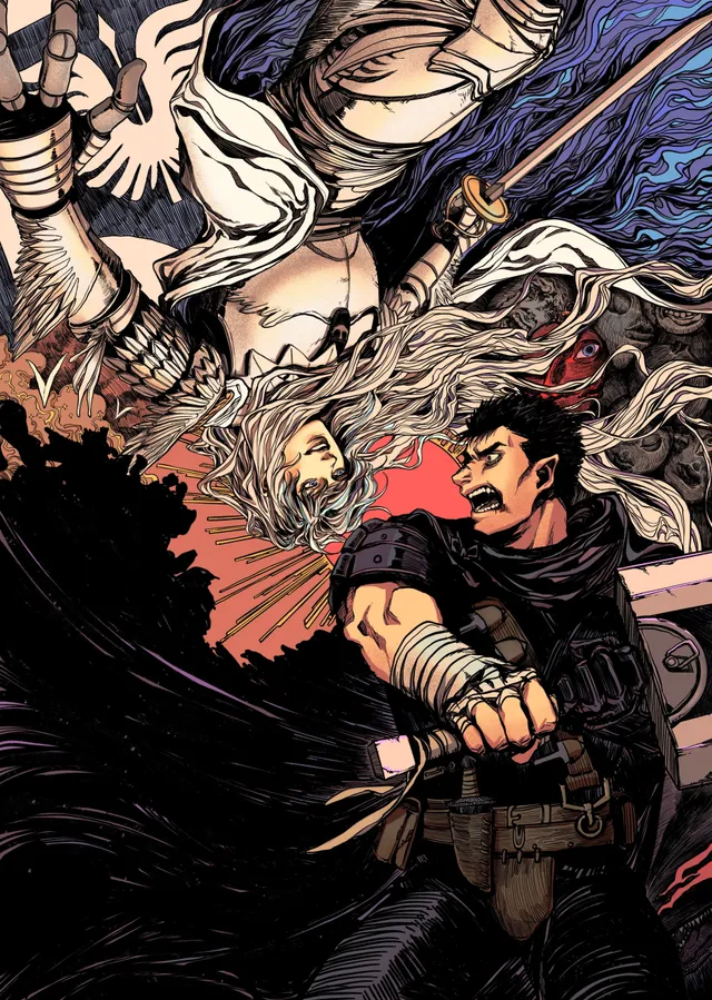 Berserk: Guts - Kırmızı Arka Planlı Savaşçı metal tablo