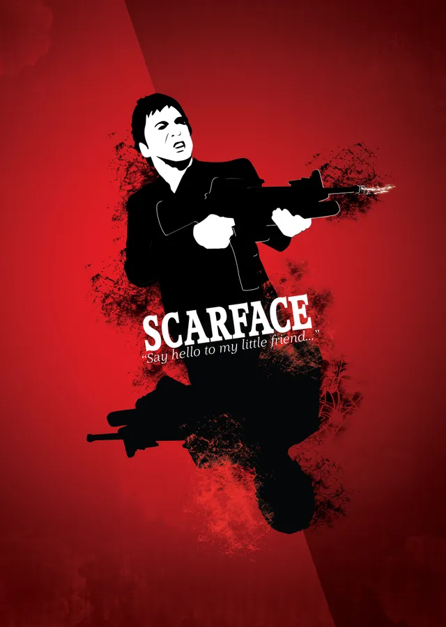 Kırmızı Arka Planlı Scarface Siluet metal tablo