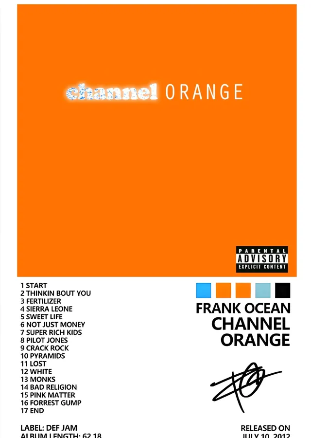 Frank Ocean - Channel Orange Turuncu metal tablo