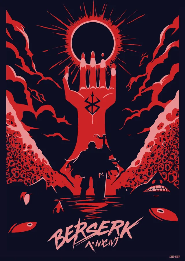 Berserk - Kırmızı El ve Güneş Çemberi metal tablo