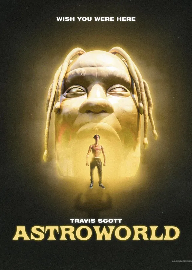 Travis Scott Astroworld - Siyah Fondaki Dev Baş metal tablo