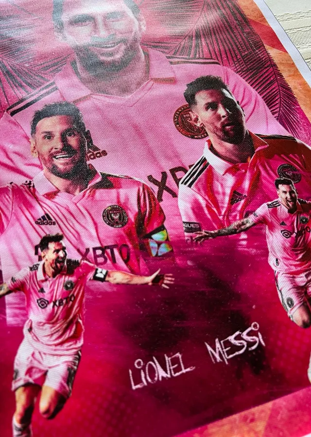 Pembe Lionel Messi Çoklu Portre metal tablo