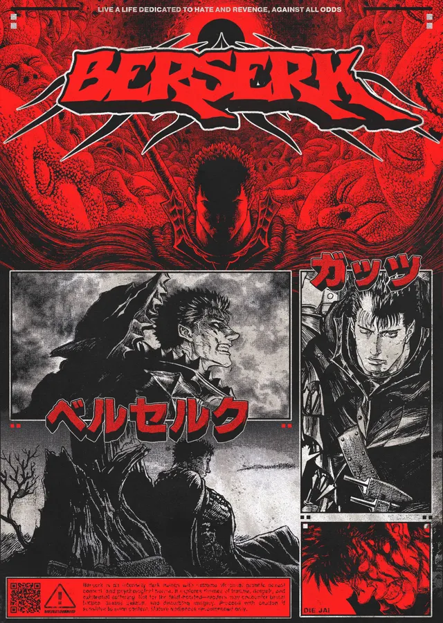 Berserk - Kırmızı İlkel Desenli metal tablo