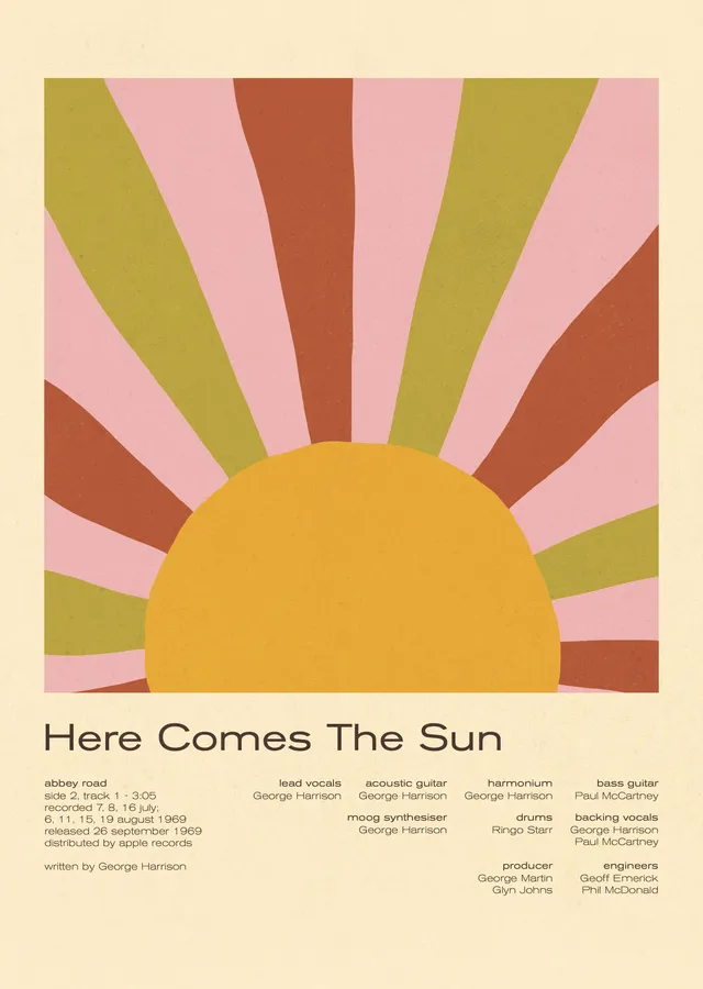 Here Comes The Sun metal tablo