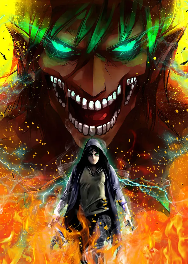Anime Fantezi Alevli Sahne metal tablo