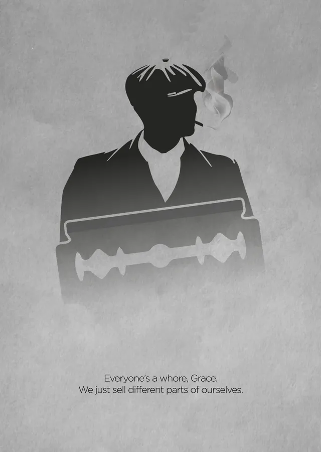 Peaky Blinders - Thomas Shelby Silüeti Gri Tonları metal tablo