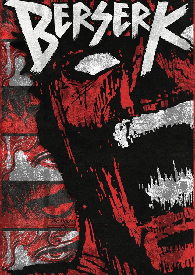 Berserk: Çılgınlık - Kırmızı ve Siyah Kanlı Siluet metal tablo