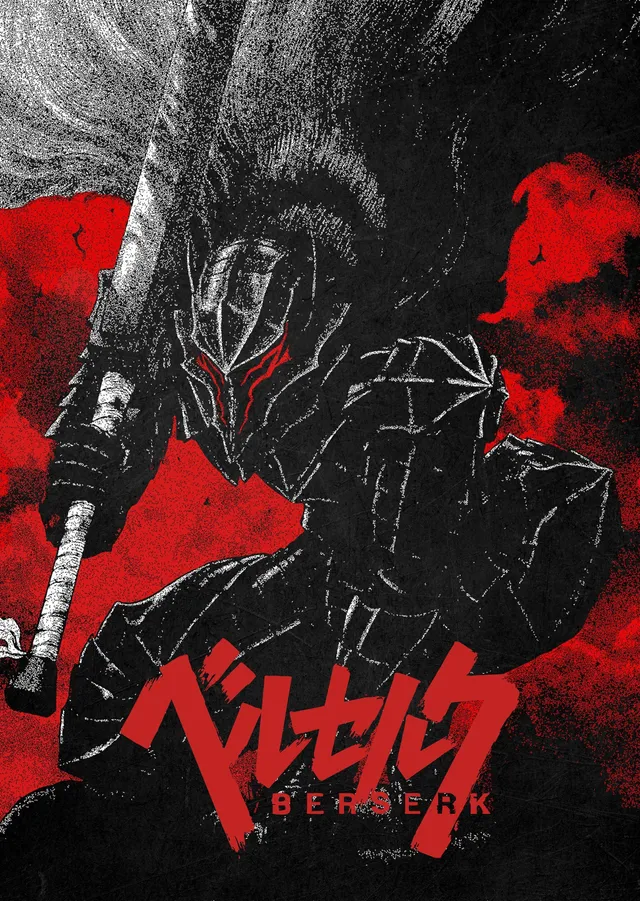 Berserk - Kızıl Kaoslu Zırhlı Savaşçı metal tablo