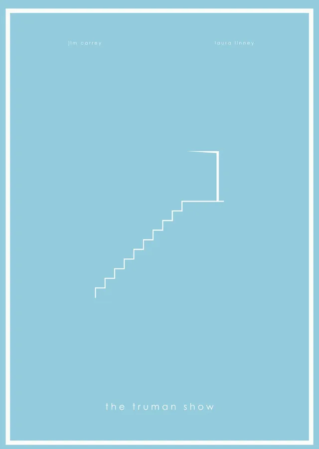 The Truman Show - Minimalist Mavi Merdiven metal tablo