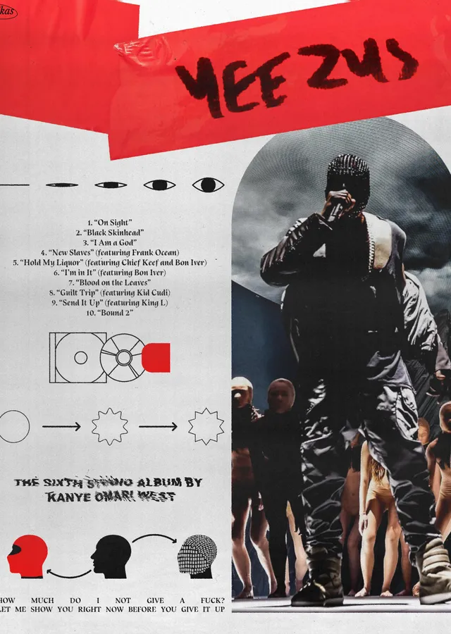 Kanye West - Yeezus: Kırmızı Bant Kolajı metal tablo