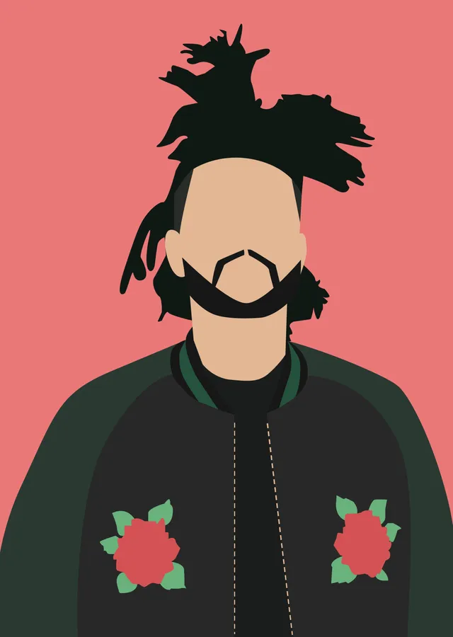 The Weeknd - Siyah Yeşil Çiçek Desenli metal tablo