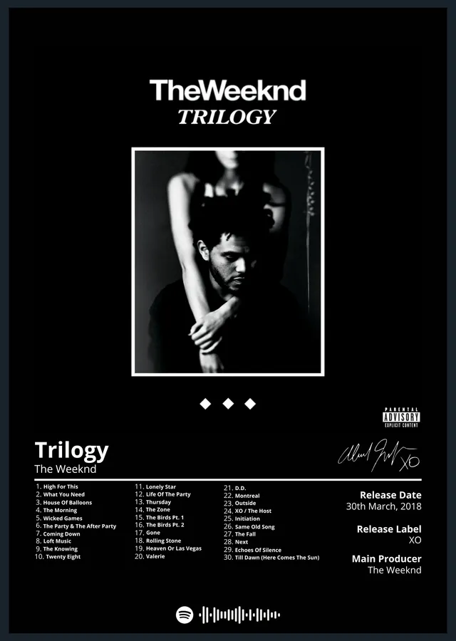 The Weeknd Trilogy metal tablo
