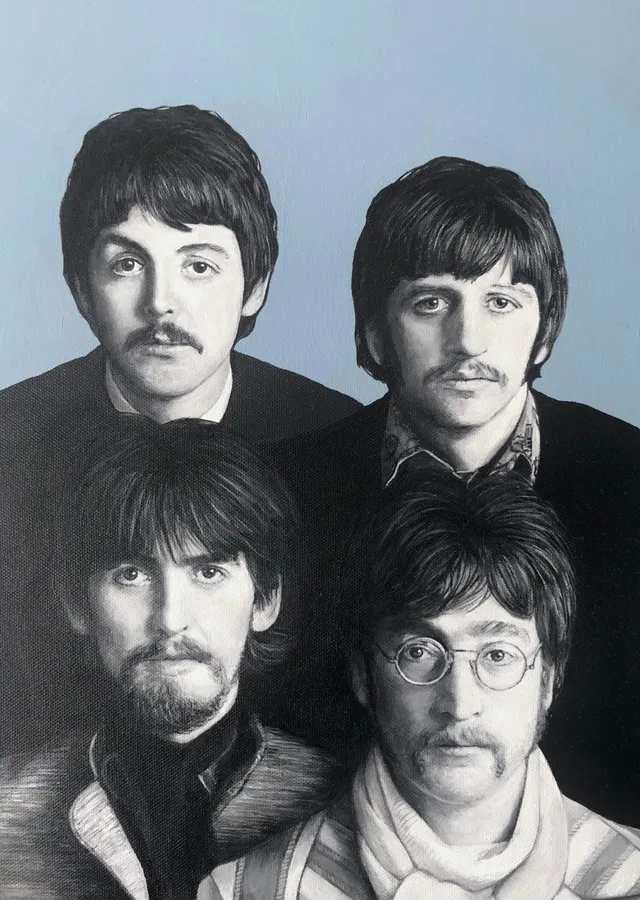 The Beatles Siyah-Beyaz Portre metal tablo