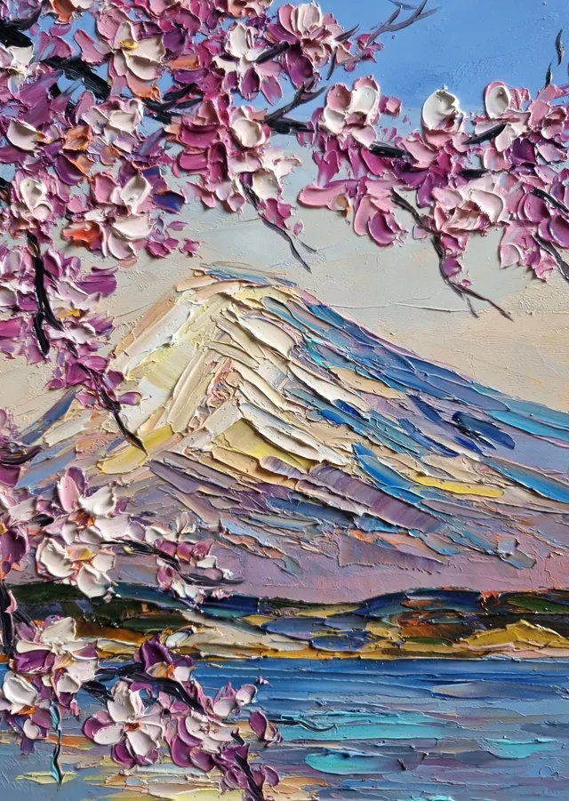 Sakura Dağ Manzarası metal tablo