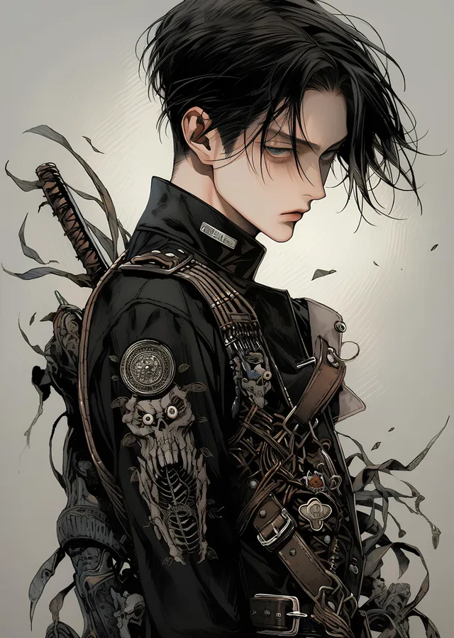 Siyah Saçlı Anime Karakter metal tablo