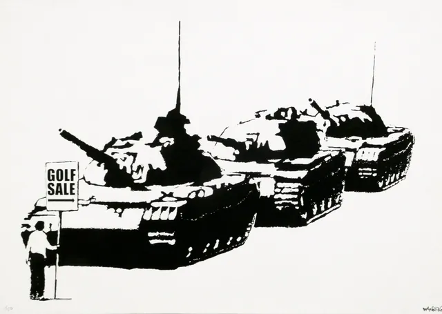 Banksy: Golf Sale metal tablo