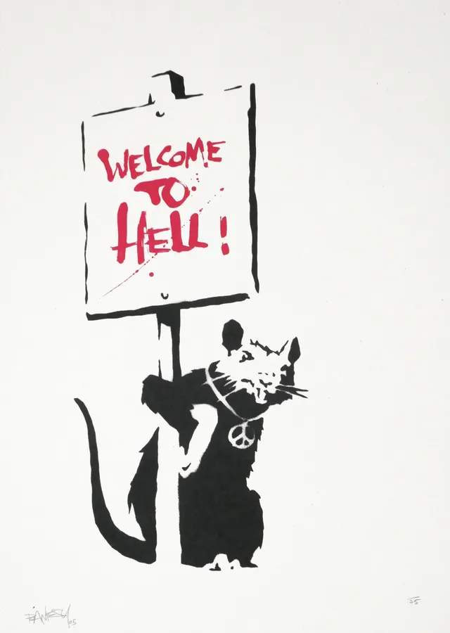 Banksy: Cehenneme Hoş Geldiniz metal tablo