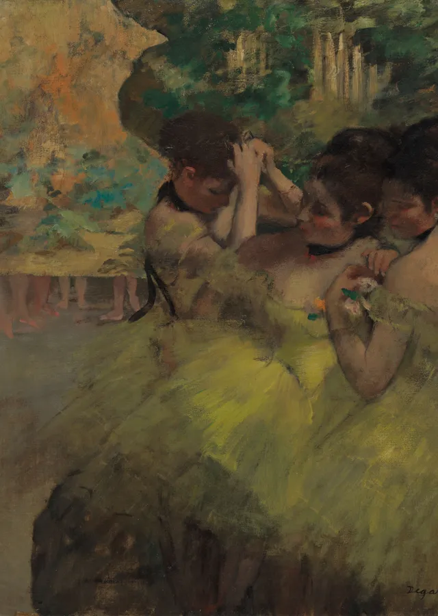Sarı Dansçılar (Perde Arkasında) - Degas metal tablo
